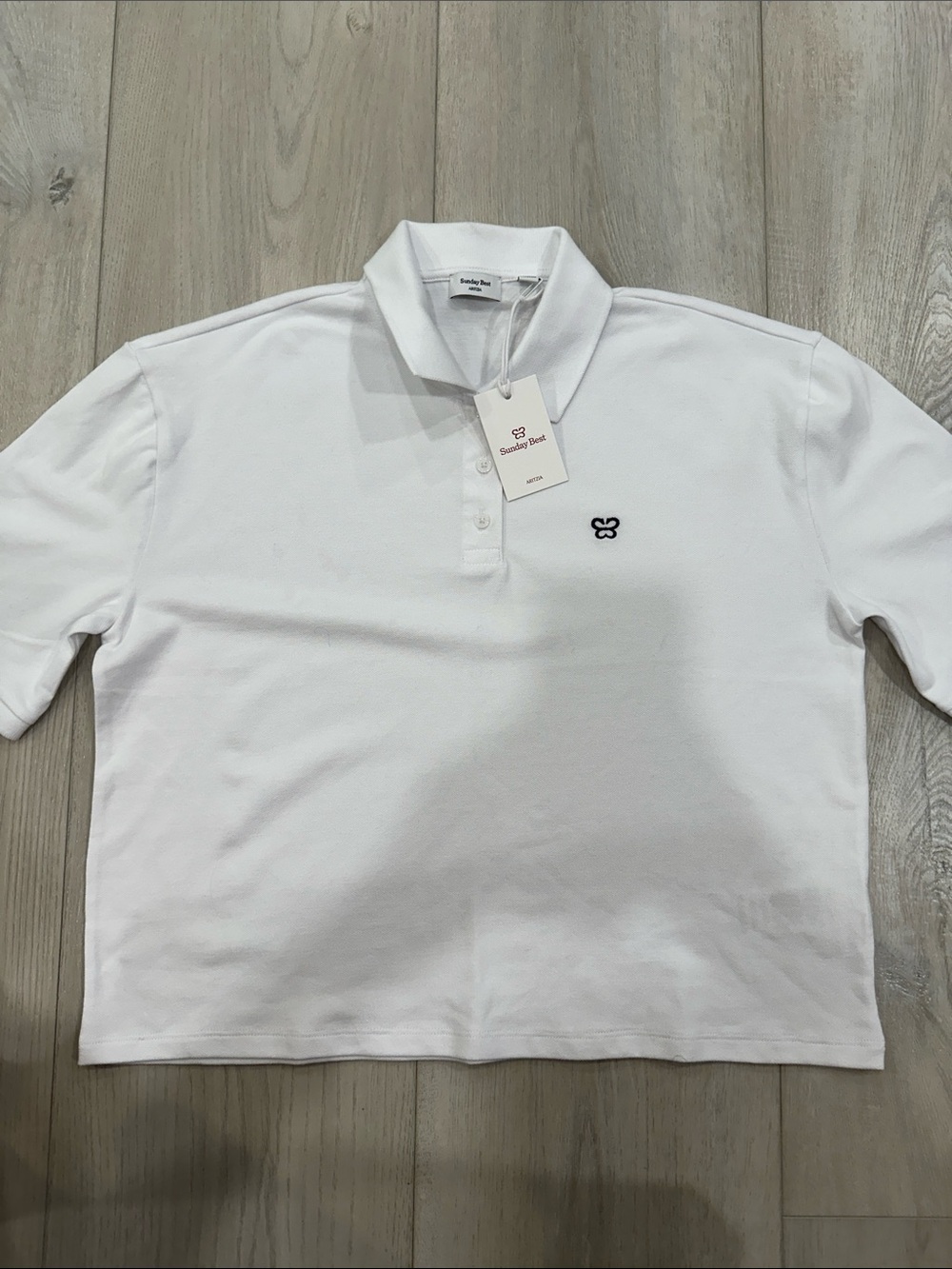 NWT Aritzia Sunday Best Reader Polo White Cropped Shirt Size XS